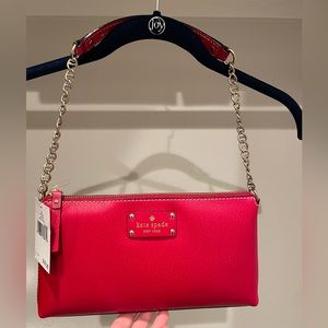 Kate Spade RED Purse with Gold Chain Shoulder Strap